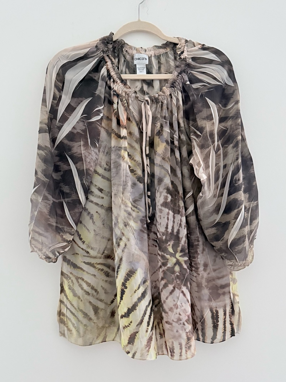 Chico's Neutral Print Sheer Blouse